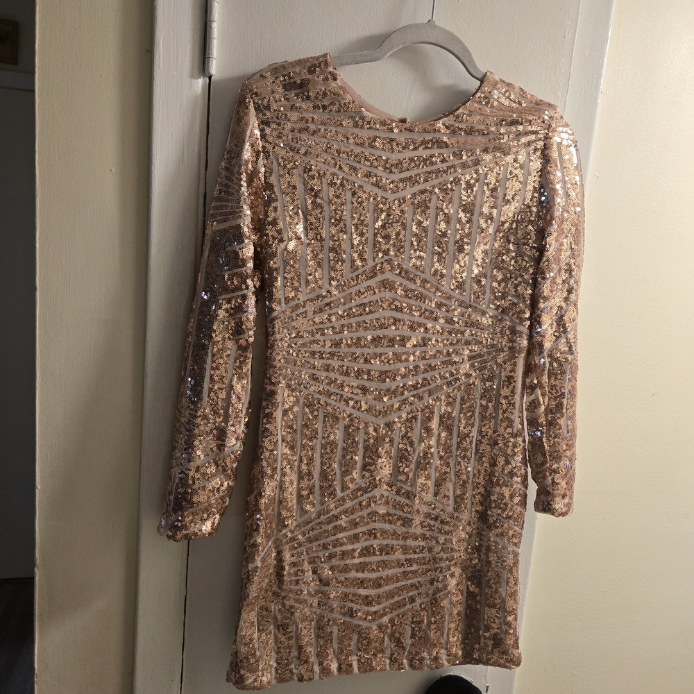 Bee Free Pink Backless Elegant Sequence Dress Siz… - image 6